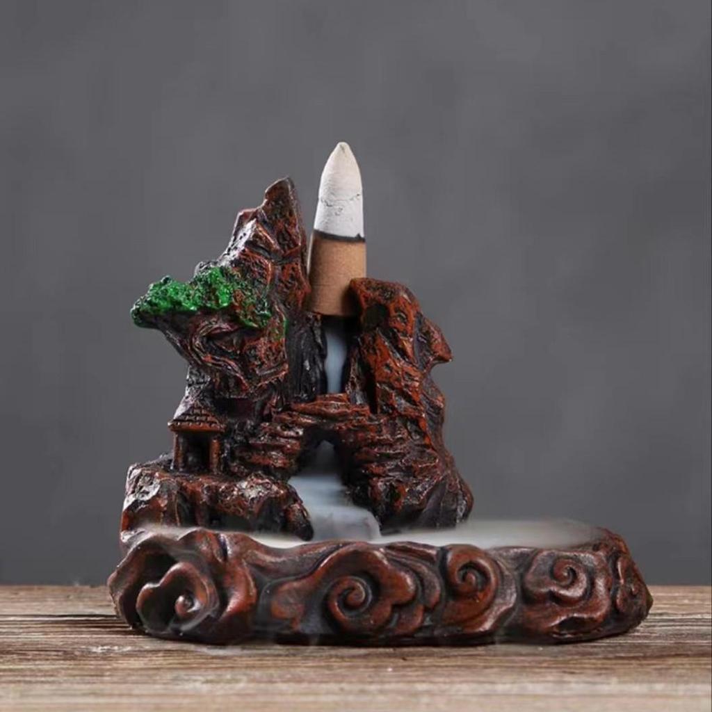 Zen Resin Backflow Incense Burner - Creative Ceramic Sandalwood Ornament for Home