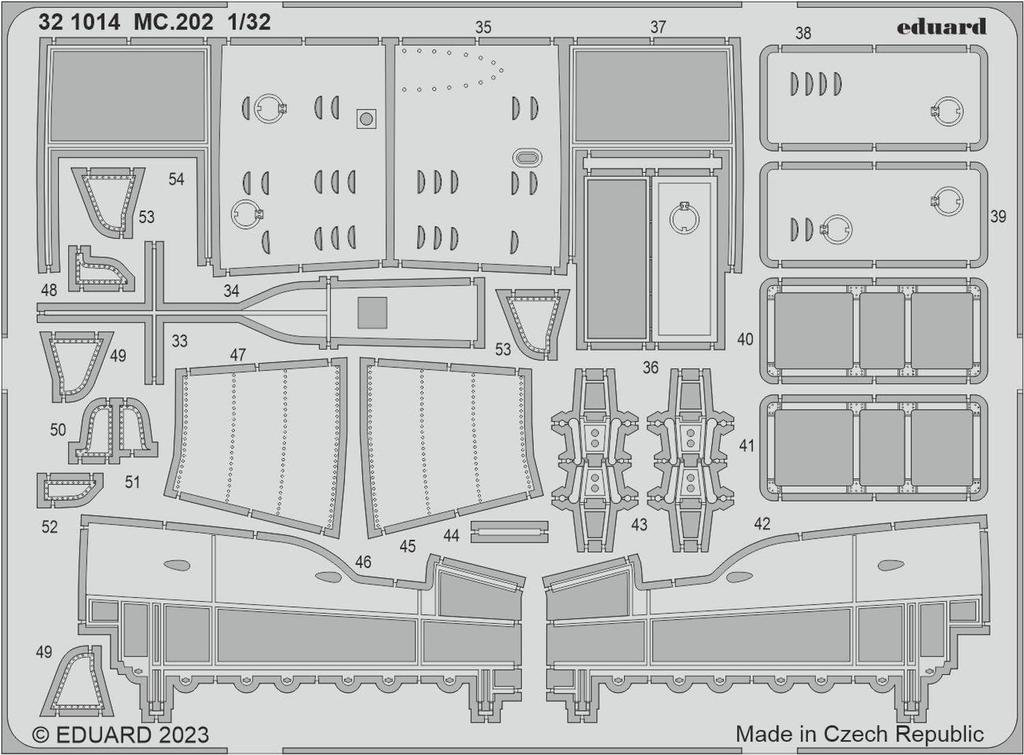 Eduard 1/32 Macchi MC.202 Folgore Etching Parts (for Italeri) Plastic Model Kit Parts EDU321014
