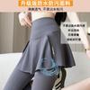 Women Plus Size 2 In 1 7/8 Length Shark Leggings With Pocket High Elastic Slim Yoga Pants Skirted Capri Pants For Summer
