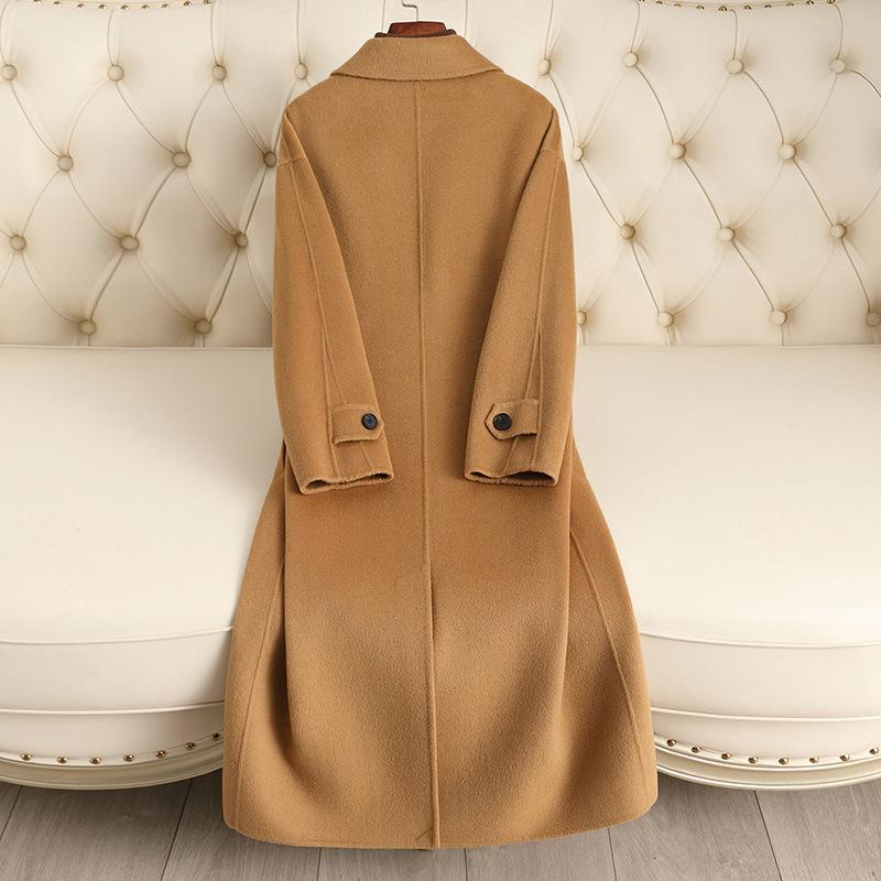 Autumn and winter new double-sided wool coat for women's medium and long loose pure woolen coat for women