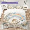 Watercolor Sheep Pattern Bedding Uilt Set Uilt Cover Pillowcase Home Decoration Birthday Gift (1 * Duvet Cover + 2 * Pillowcase Without Core)