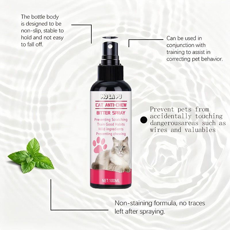 Cat Anti-Scratch Spray—Non-Toxic Pet-Safe Spray for Kittens and Adult Cats, Effectively Prevents Scratching, Leaves No Marks on Furniture/Sofa/Curtai
