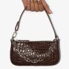 By Far Mini Rachel Series Leather Vintage Crocodile Pattern Chain Baguette Shoulder Bag Women Bags Hazelnut 20CRMIRANEDSMA
