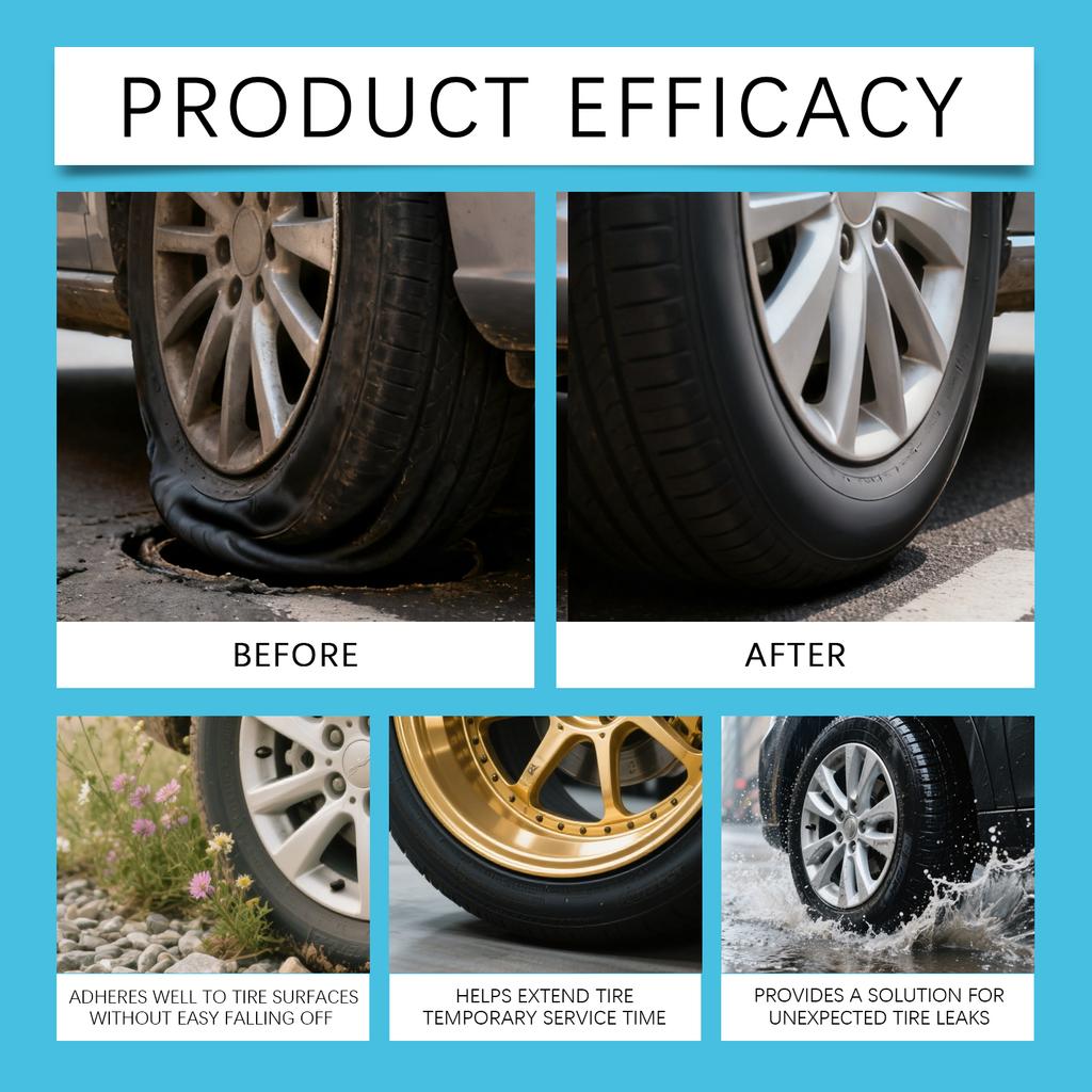 Tire Care Adhesive For Everyday Maintenance And Care Of Car Tire Sidewall Punctures, Damage, And Cracks
