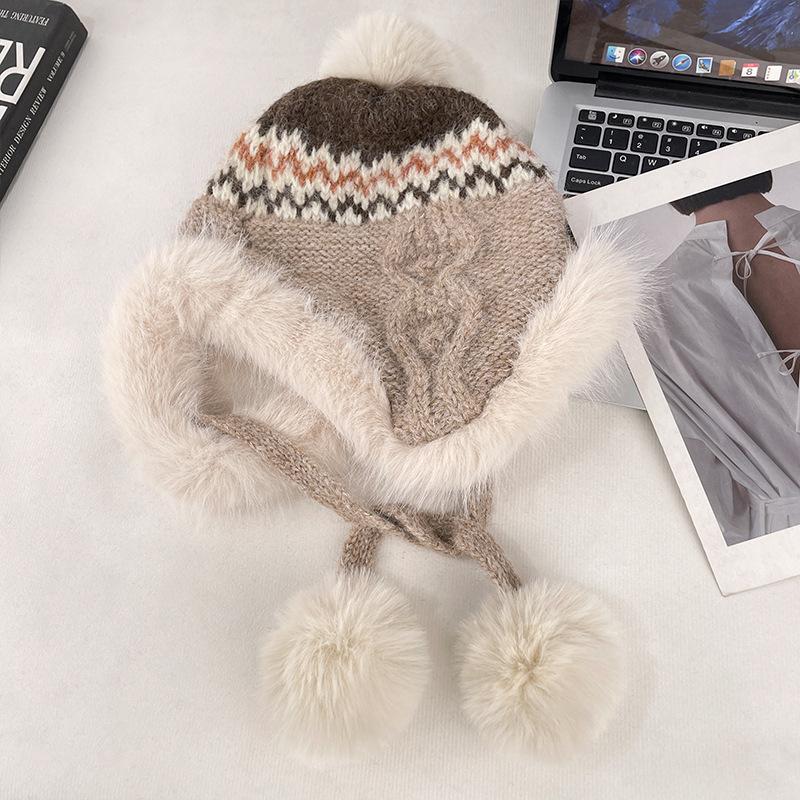 Plush Ear Protector Children'S Season Thickened And Velvet Warm Lei Feng Hat Northeast Cold-Proof Versatile Pullover Knitted Hat