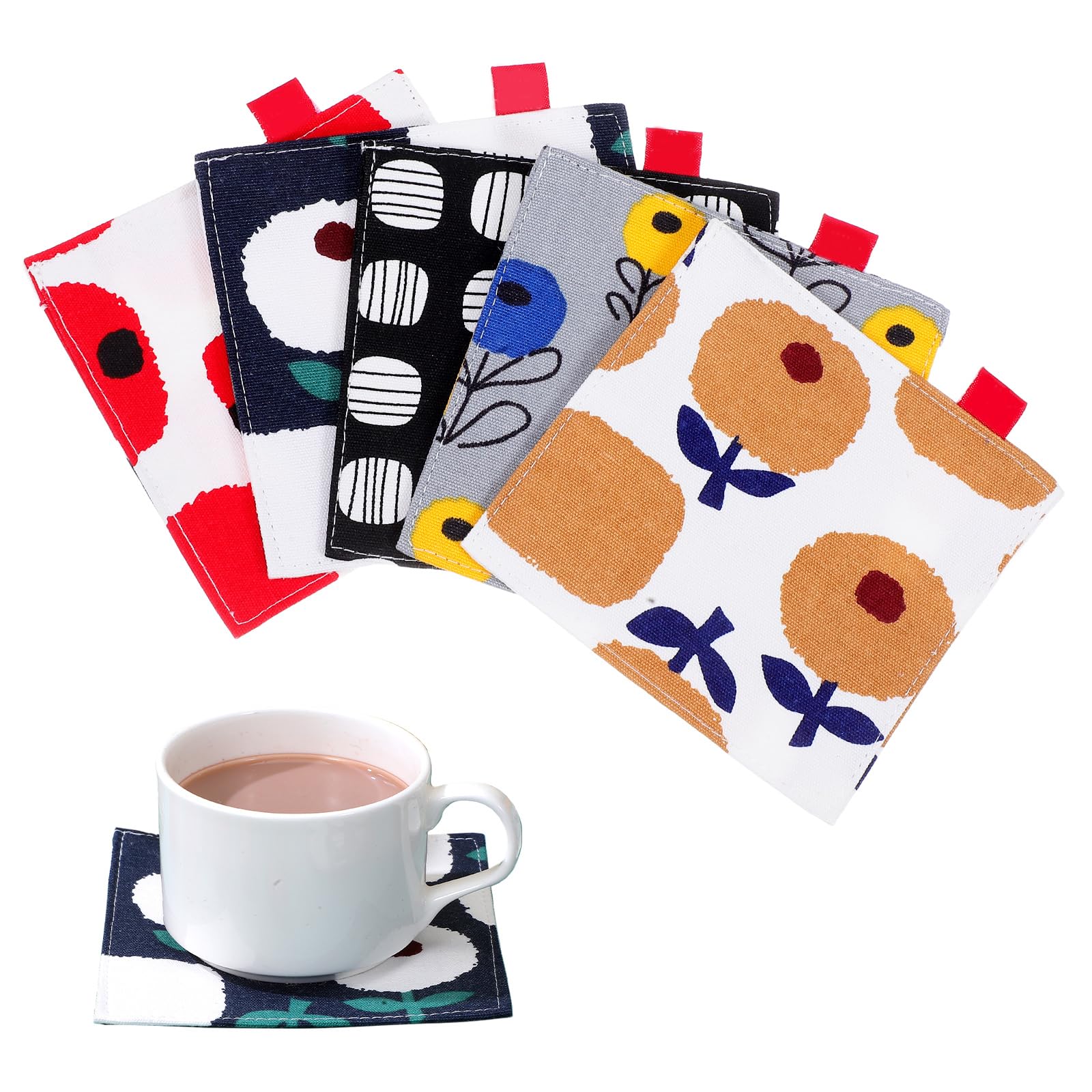 

OUNONA Fabric Stylish and Japanese Pot Holder Decorative Cup Cotton Fabric Coasters for Cloth Pots and Teapots Coasters, Cute, Style, Double-Layer,