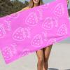 Strawberry Beach Towel Personalized Customized Beach Towel for Girl Birthday Gift Oversized Towel for Sea Holiday Summer Gift