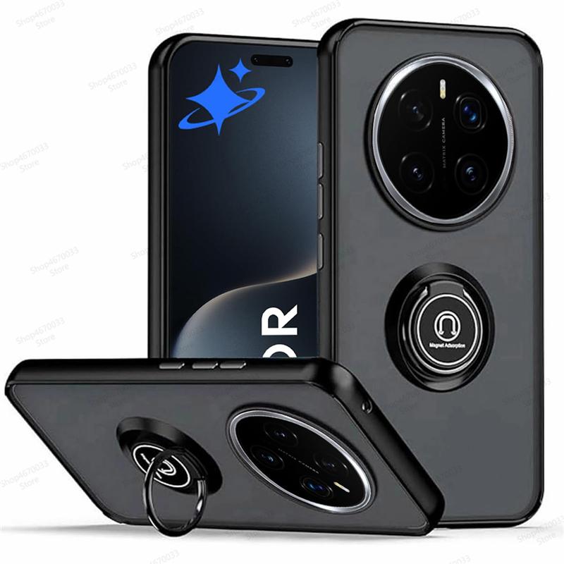 

Магнитный чехол для телефона для Honor Magic 7 6 5 Pro 200 Lite Противоударный чехол с кольцом-держателем для Honor X9C X9B X9A X8B X7B 90 Lite 70 For Honor X9C чёрный