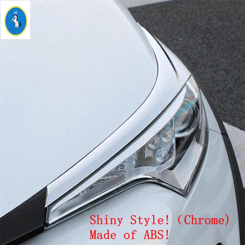 Shiny / Carbon Fiber Front Head Lights Lamps Eyelid Eyebrow Stripes Panel Cover Trim Accessories For Toyota C-HR CHR 2016 -