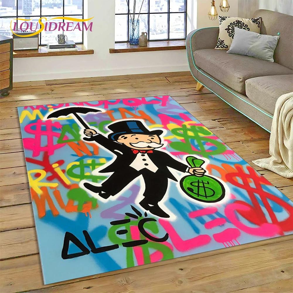Spiel Dollar Monopoly Cartoon Geld Teppich für Wohnzimmer Schlafzimmer Heimdekoration, Bodentuch Rutschfeste Dekoration für Sofa Fußmatte