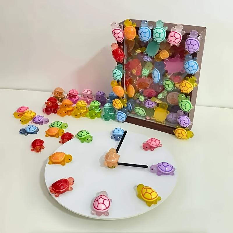 25pcs Glow-in-the-Dark 3D Turtle Figurines - Colorful Translucent Plastic Decorations for DIY Crafts, Party Favors,for Halloween, Easter, Thanksgiving