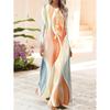 Elegant Women's Long-Sleeve Maxi Dress, Round Neck Long-Sleeve Dress, Printed Fabric, for Home, Vacation, and Commuting, Soft and Breathable Fabric