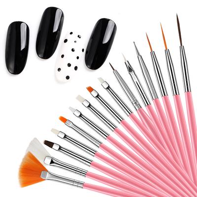 Lady Dotting Drawing Nail 15Pcs Hook Art Line Pen Polish Makeup Brushes Manicure Tool