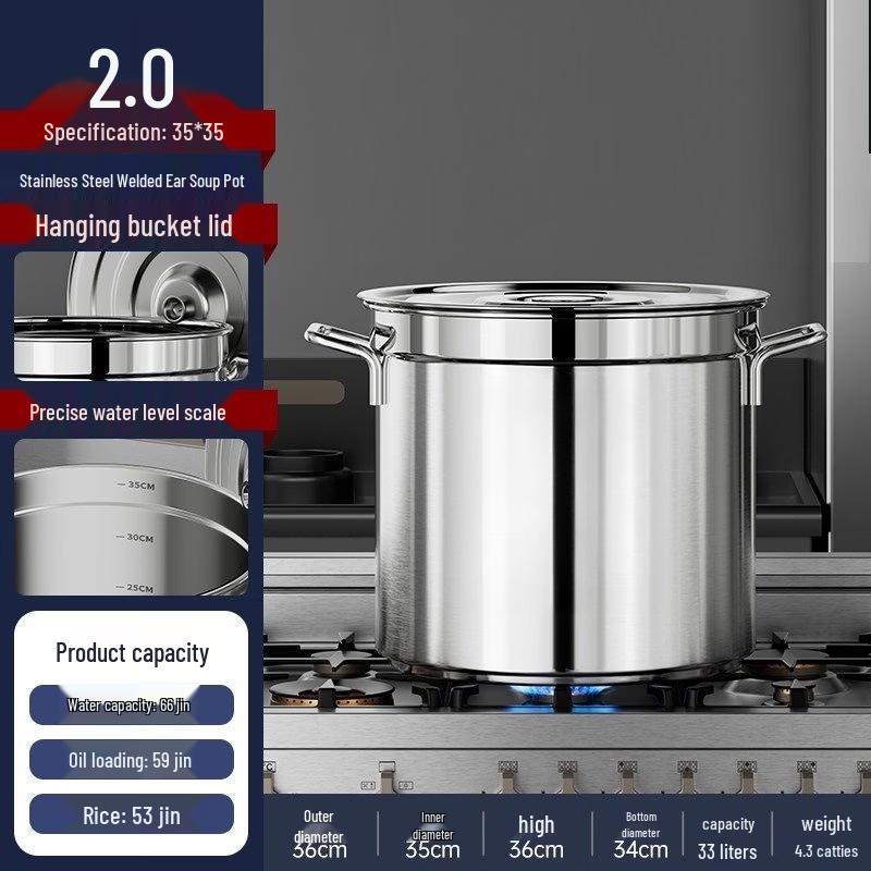 

Extra Thick Round Stainless Steel Pot with Lid