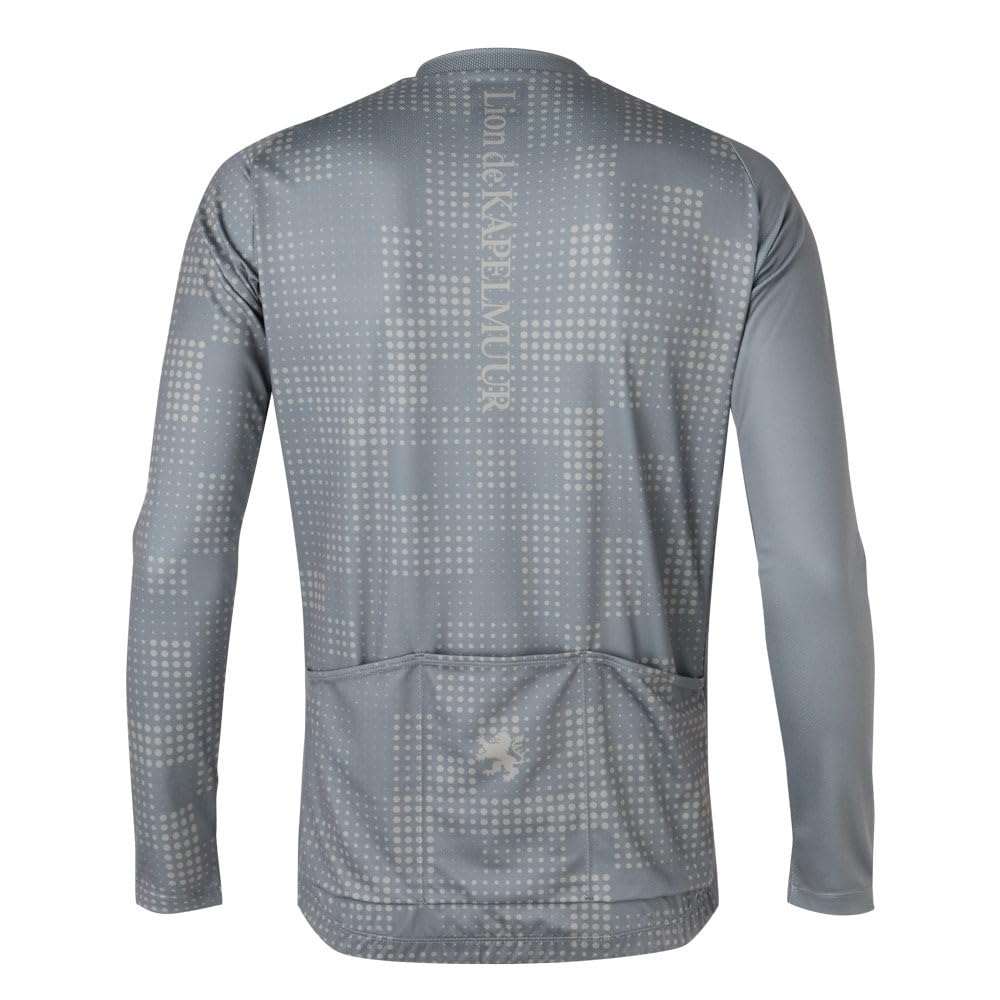 Lion de Capelmuur Long Sleeve Cycling Jersey, Random Dot Print, Gray, Size XS