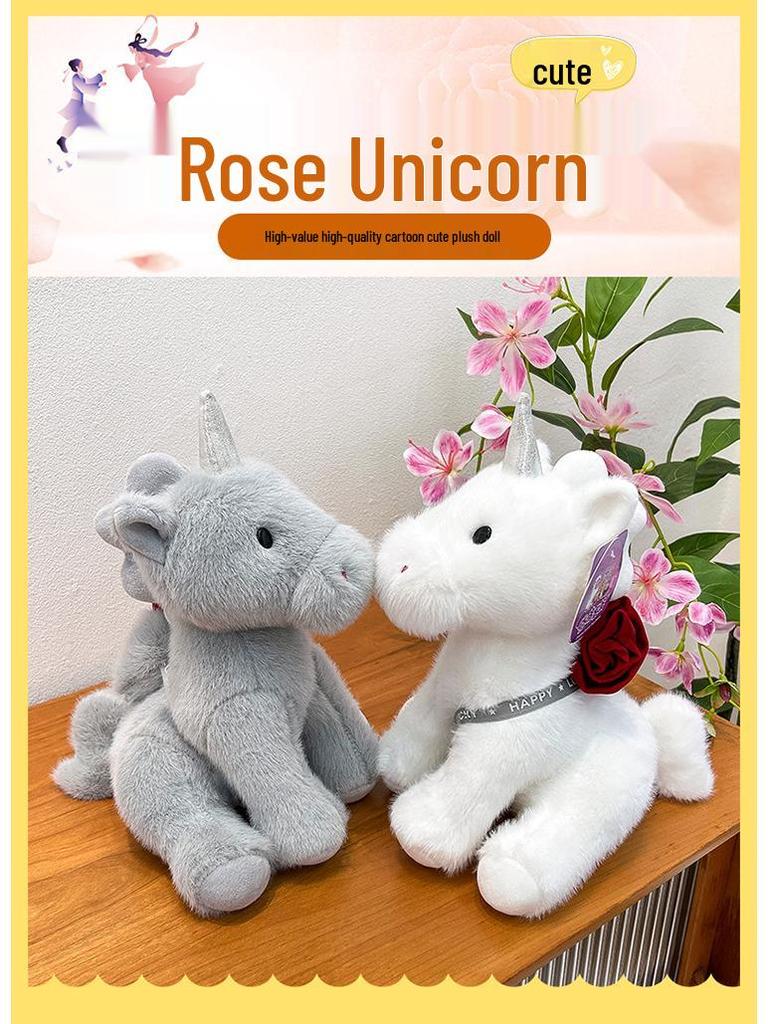 Cross-border Rose Unicorn Plush Toy - Cute Simulation Doll Gift for Girls