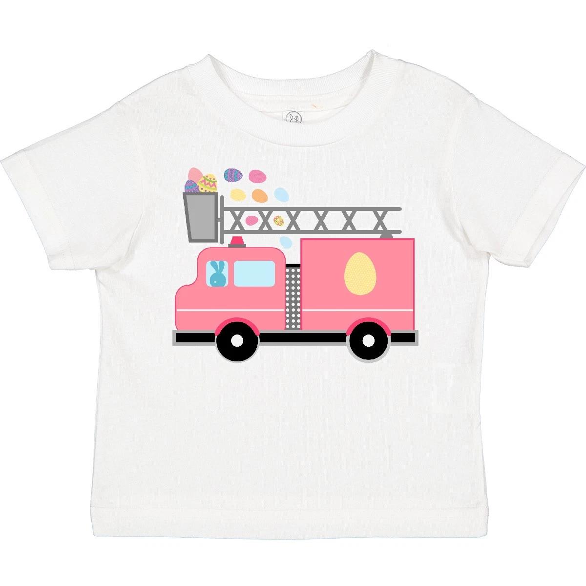 Inktastic Easter Fire Truck Egg Hunt Bunny Toddler kids boys T-Shirt Kids Silhouette Happy 140