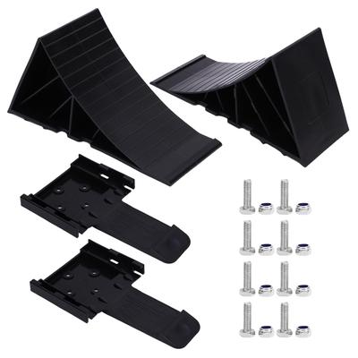 2 STuks Heavy Duty Zwarte Wielkeggen PE Antislip Hoge Stabiliteit Bandenblokken voor Auto Reiscaravans Camper Vrachtwagen ATV