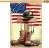Memorial Day Garden Ag Double Sided Patriotic House Ag with Boots Helmet Cross and American Ag Design for