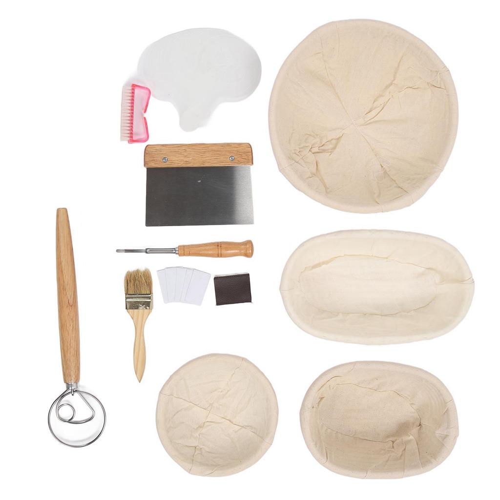 Brot Gärkorb Set Rund Oval Natur Rattan Sauerteig Gärkorb mit Teigschaber