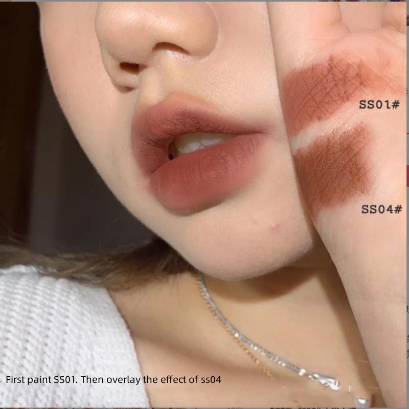 Matter Lippenstift, Lippentönung, doppelseitiger Lipgloss, Lippenmantel, 12 Farben, wasserdicht, langlebig, Antihaft-Cup-Lippenstift-Make-up