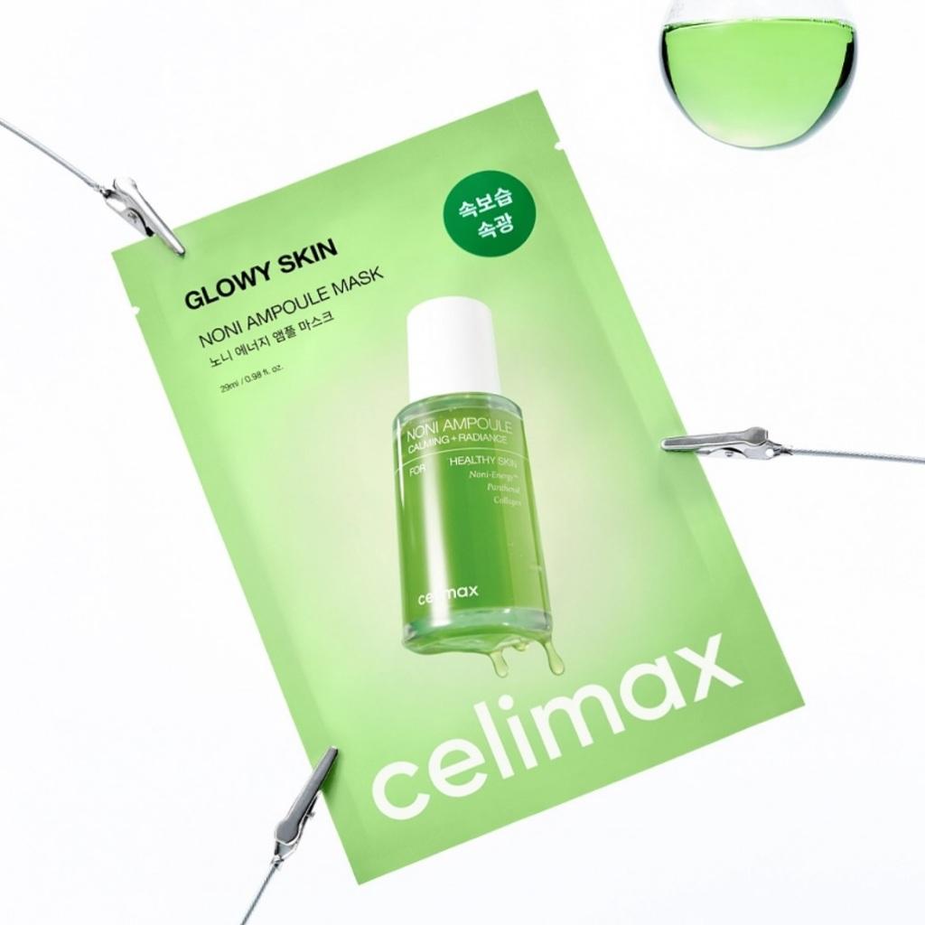 CELIMAX Švytinti oda Noni ampulės kaukė 2 variantai