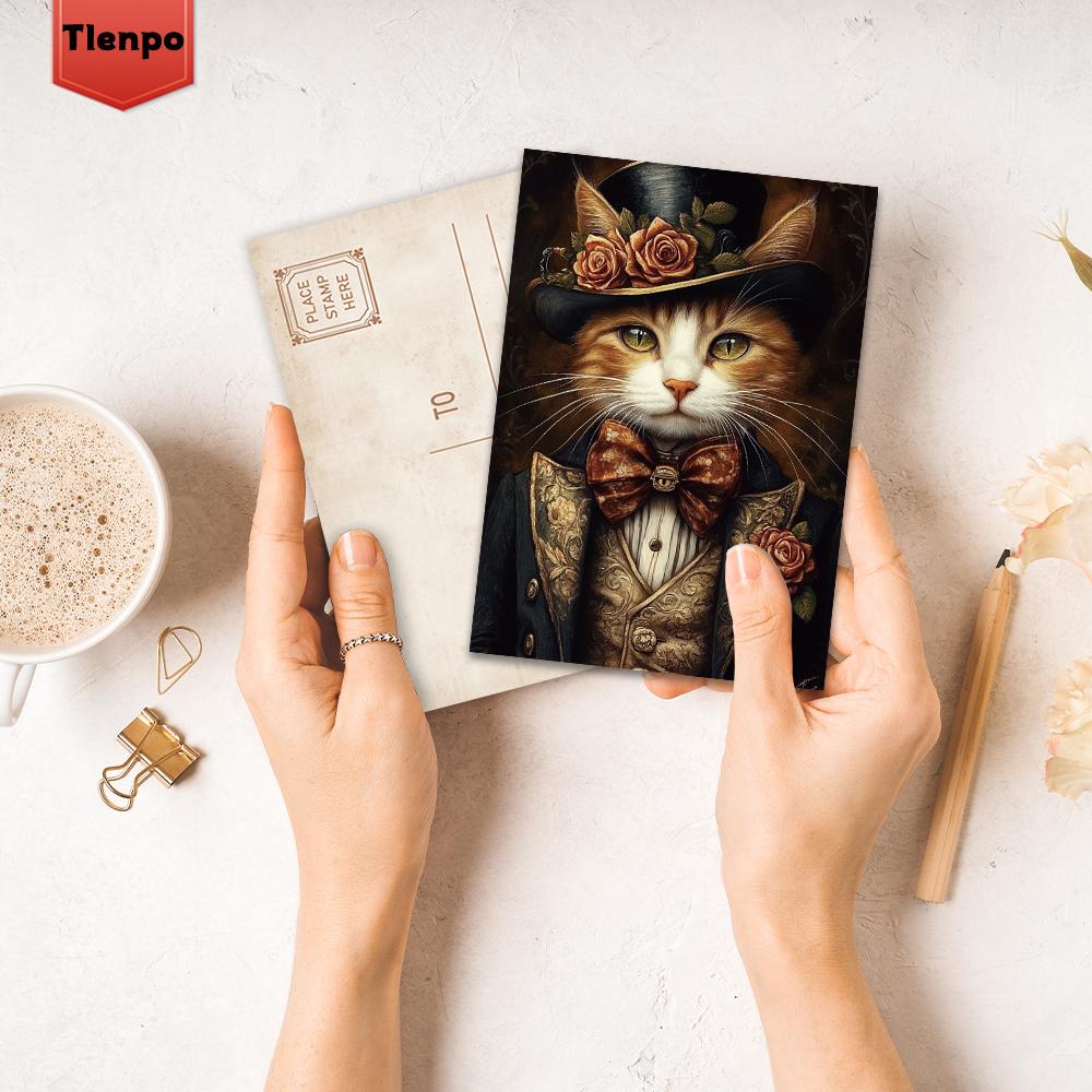 32cps, Vintage Cat Postcard, Rose, Birthday/Anniversary Gift, Collectible, Suitable for Gift Giving, Can Be Mailed.