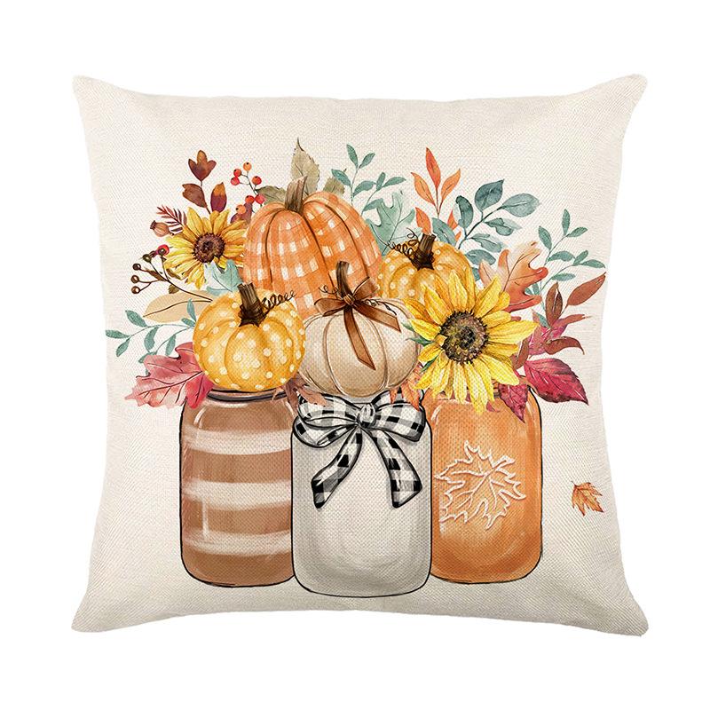 

Autumn New Plant Print Pillow Cover Polyester Letter Decoration Living Room Sofa Pillow Cover Cushion Cover 45 * 45Cm (without pillow core)
