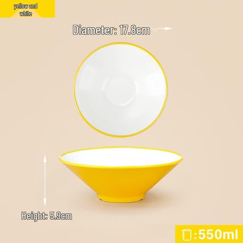 7-inch Yellow & White Melamine Conical Noodle Bowl