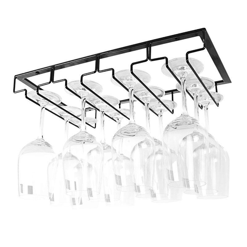 European Style Wrought Iron Hanging Wine Glass Rack for Home Cabinets