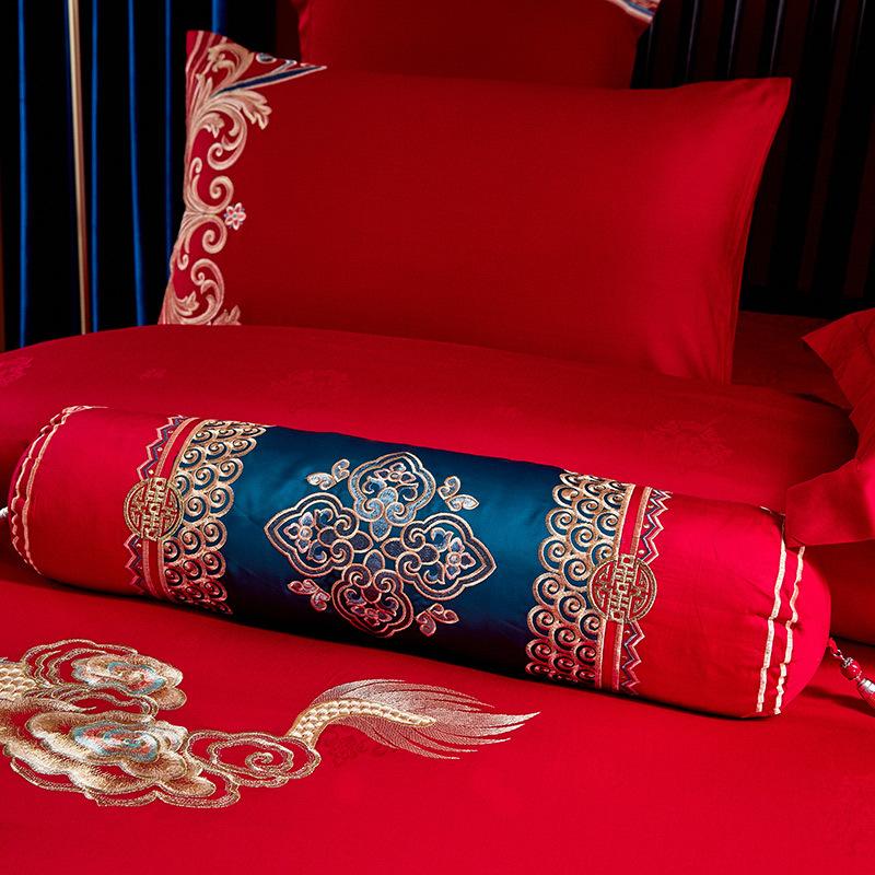 Satin Australian Cotton 200 Count Jacquard Wedding Four-piece Set Big Red High-end Luxury Wedding Multi-piece Set
