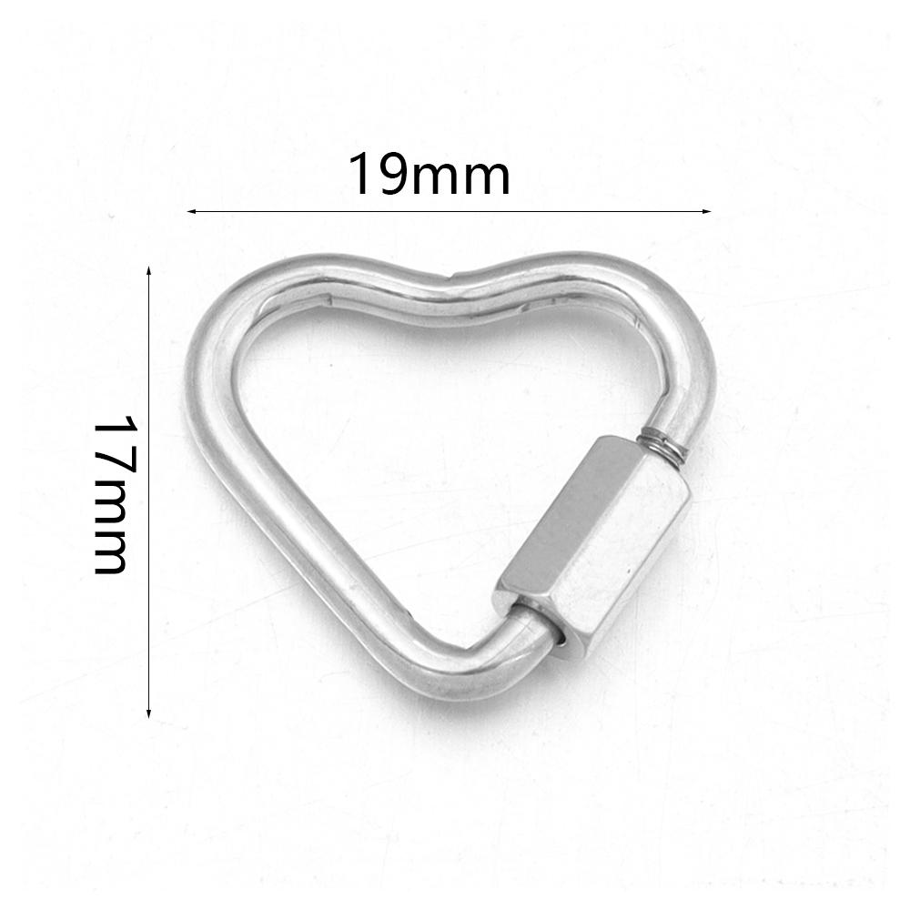 2pcs/lot Stainless Steel Screw Clasps Oval Heart Shape Carabiner Lock Clasp For Jewelry Connector Fastener DIY Keychain Supplies