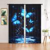 2pcs Dreamy Blue Butterfly Playing In The Water Curtains   Shade and Privacy Protection   Suitable for Decorating Various Rooms