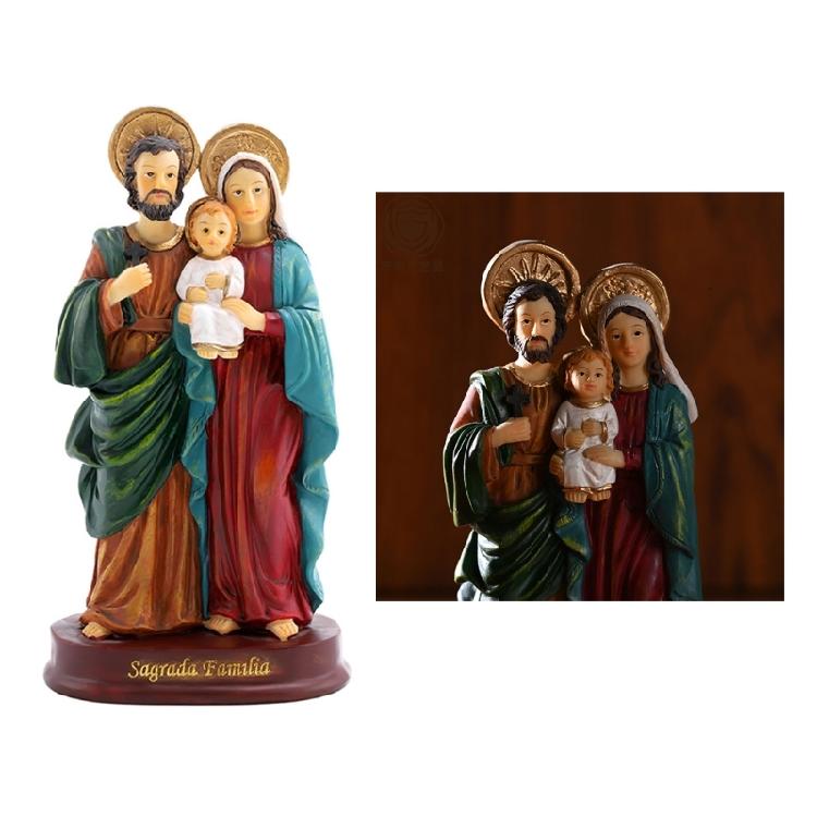 Heilige Familie Statue mit Kind Katholische Stehende Figur Religiöses Geschenk für Wohnungsdekorationen Schreibtisch Tischornament