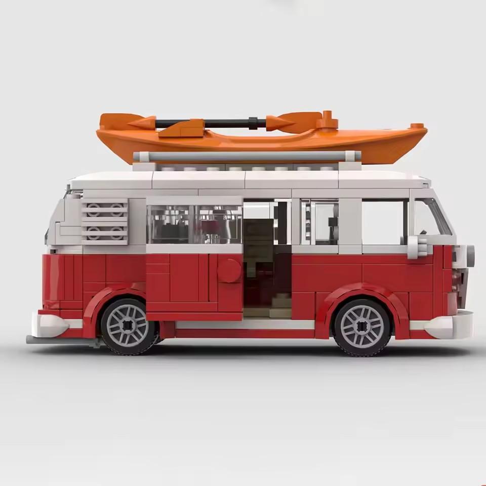 Technisches Auto T1 MOC Wohnmobil Fahrzeugmodell Bausteine Kindergeschenke Stadtauto Spielzeug Festival Party Geschenke
