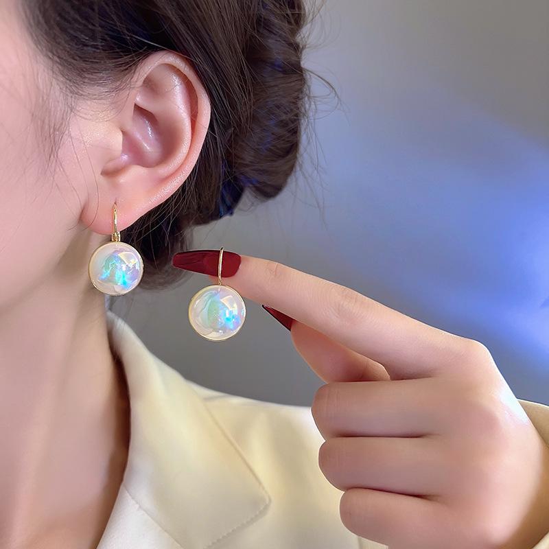 Large Retro 925 Pearl Earrings with Niche Ear Buckles for Women