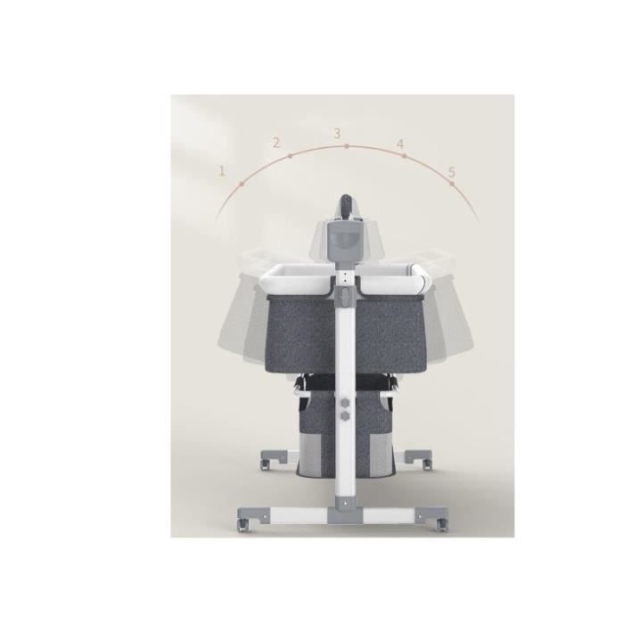 Multifunktionaler elektrischer Baby-Stubenwagen, 3-in-1 Schaukelbett, für Reisen, mit atmungsaktivem Beistellbett, gute Qualität, grau