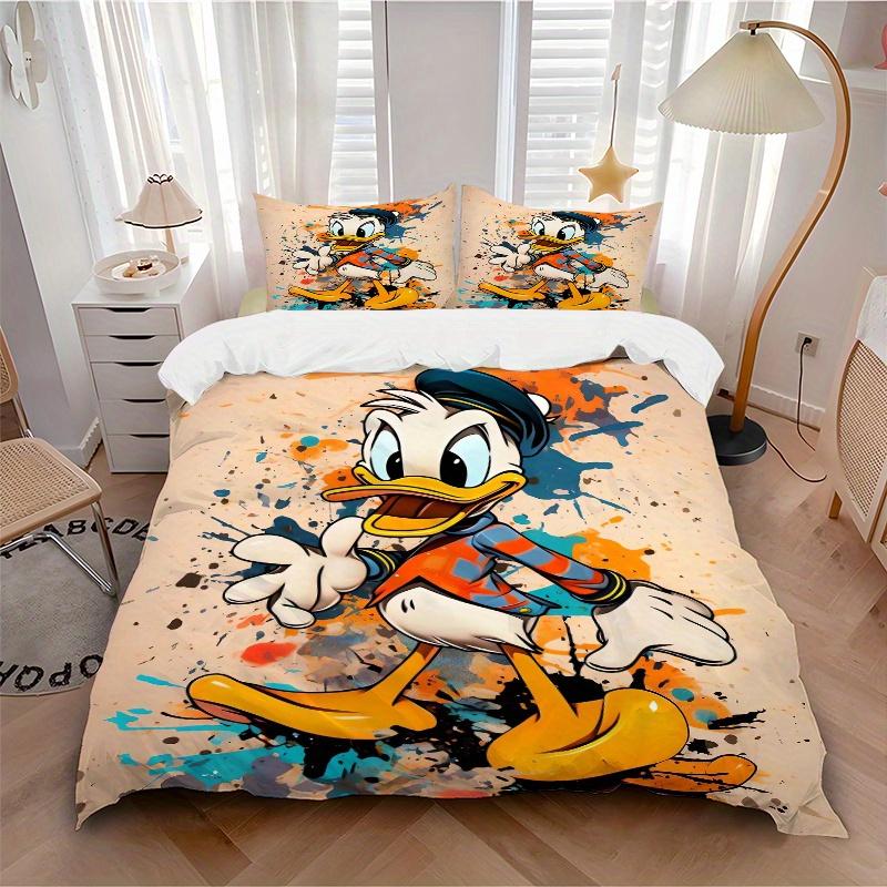 3pcs Colorful Donald Duck Printed Bedding Set, Soft and Comfortable Quilt Cover for Bedroom, Guest Room W012
