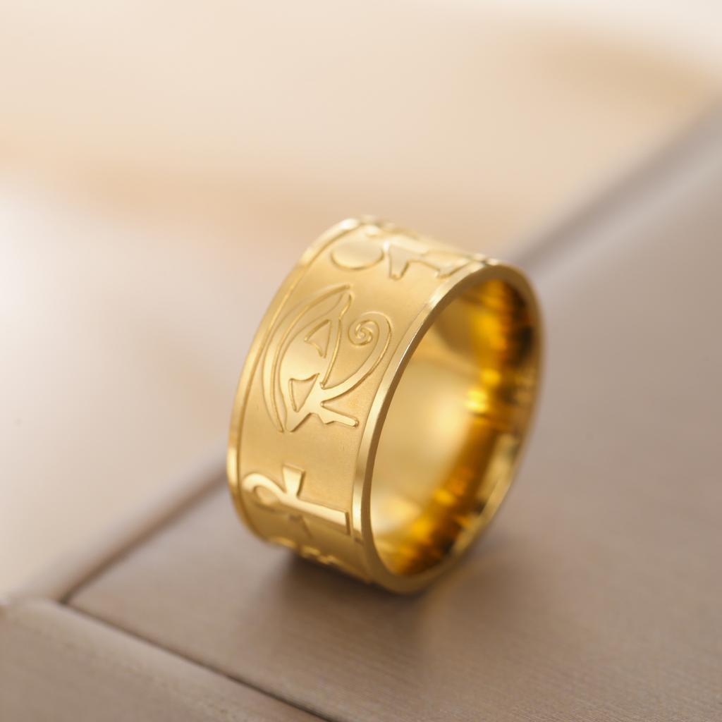 Cazador Vintage Auge des Horus Ankh Kreuz Ring Altes Ägypten Symbol Fingerringe Edelstahl Amulett Schmuck Geschenk für Frauen Männer
