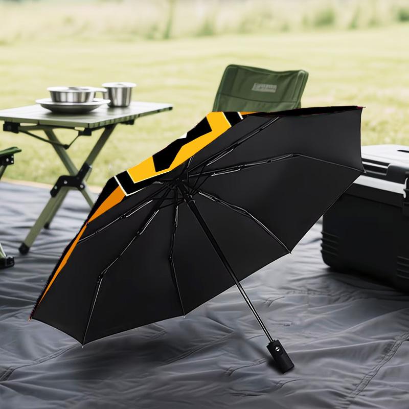 Flaming Wolves Emblem Wanderers Automatic Folding Umbrella - 8-Rib Travel Umbrella with Auto Open/Close & Portable Gifts for Holidays or Birthdays