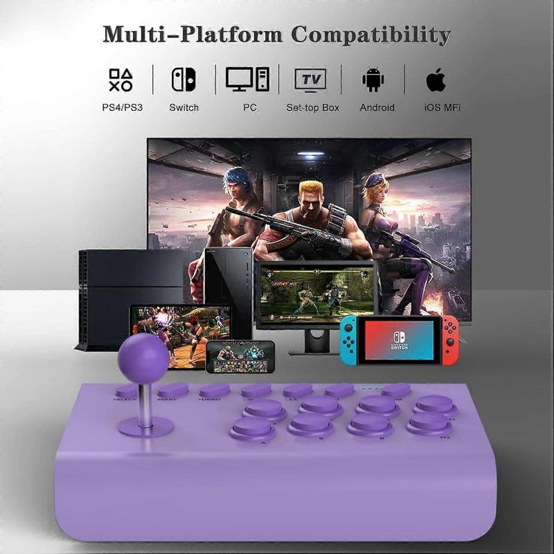Joystick Controller 3-mode Connection for PS4/PS3/Xbox One/Switch (Pure Purple)