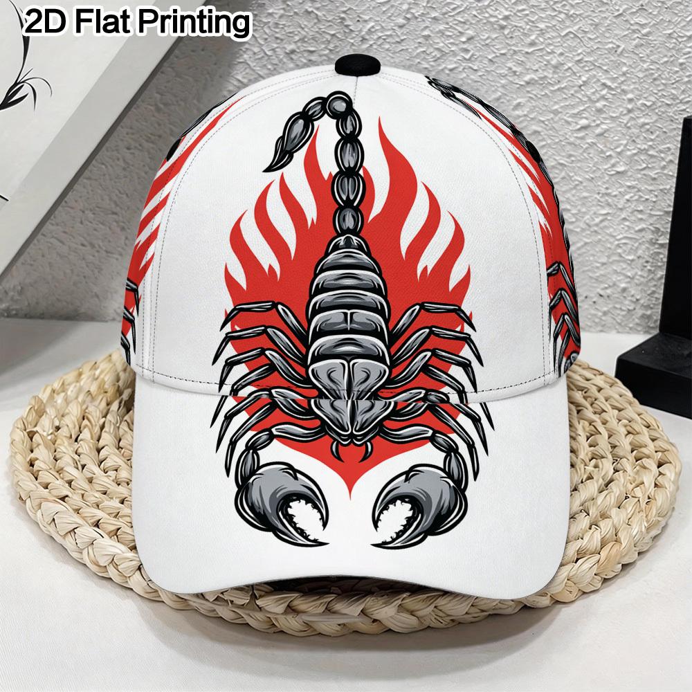 

Scorpion with Flames Sports Sun Hat Breathable Polyester Snapback Cap Unisex Design Ideal for Outdoor Activities Baseball