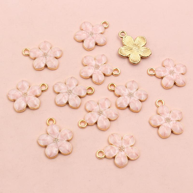 20pcs 17x14mm Flower Charms Pendant Enamel Alloy Small Cute Flower Charms DIY Jewelry Accessories Findings for Necklace Earrings