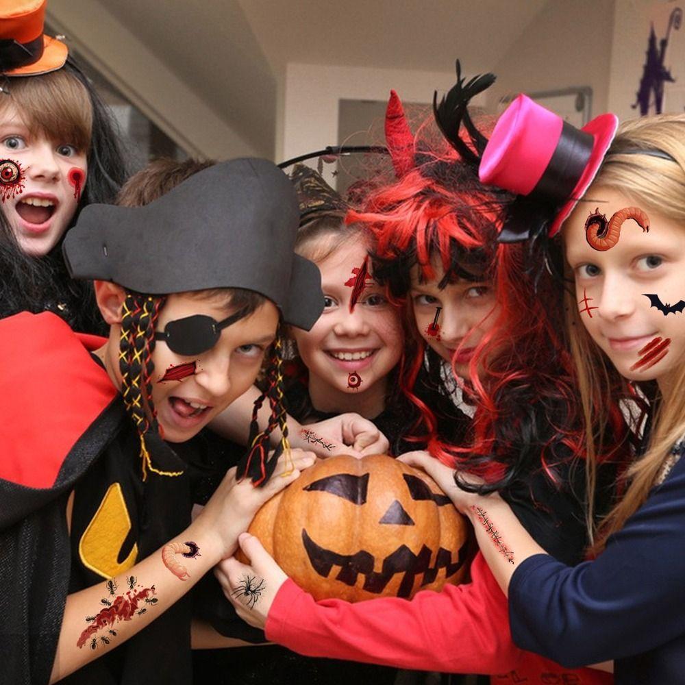 Body Makeup Temporary Tattoos Decals Multicolor Scary Wounds Scab Stickers Unisex