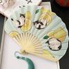 Portable Retro Folding Fan Shell Shape Japanese Style Decorative Fan with Tassels Cartoon Handmade Fan Daily Use