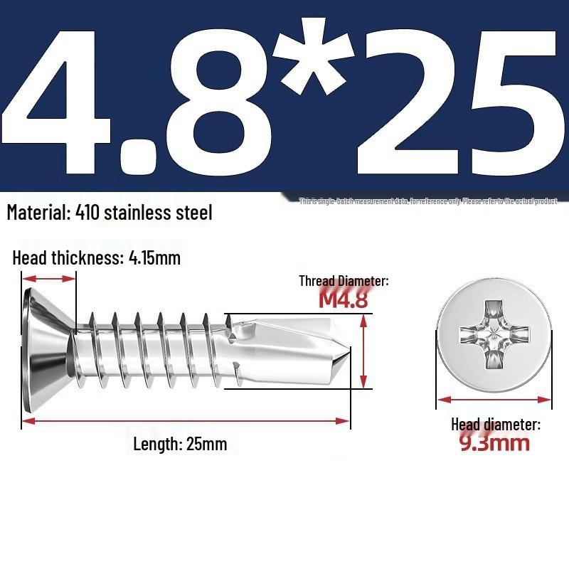 410 Stainless Steel Self-Drilling Flat Head Cross Countersunk Swallowtail Screws