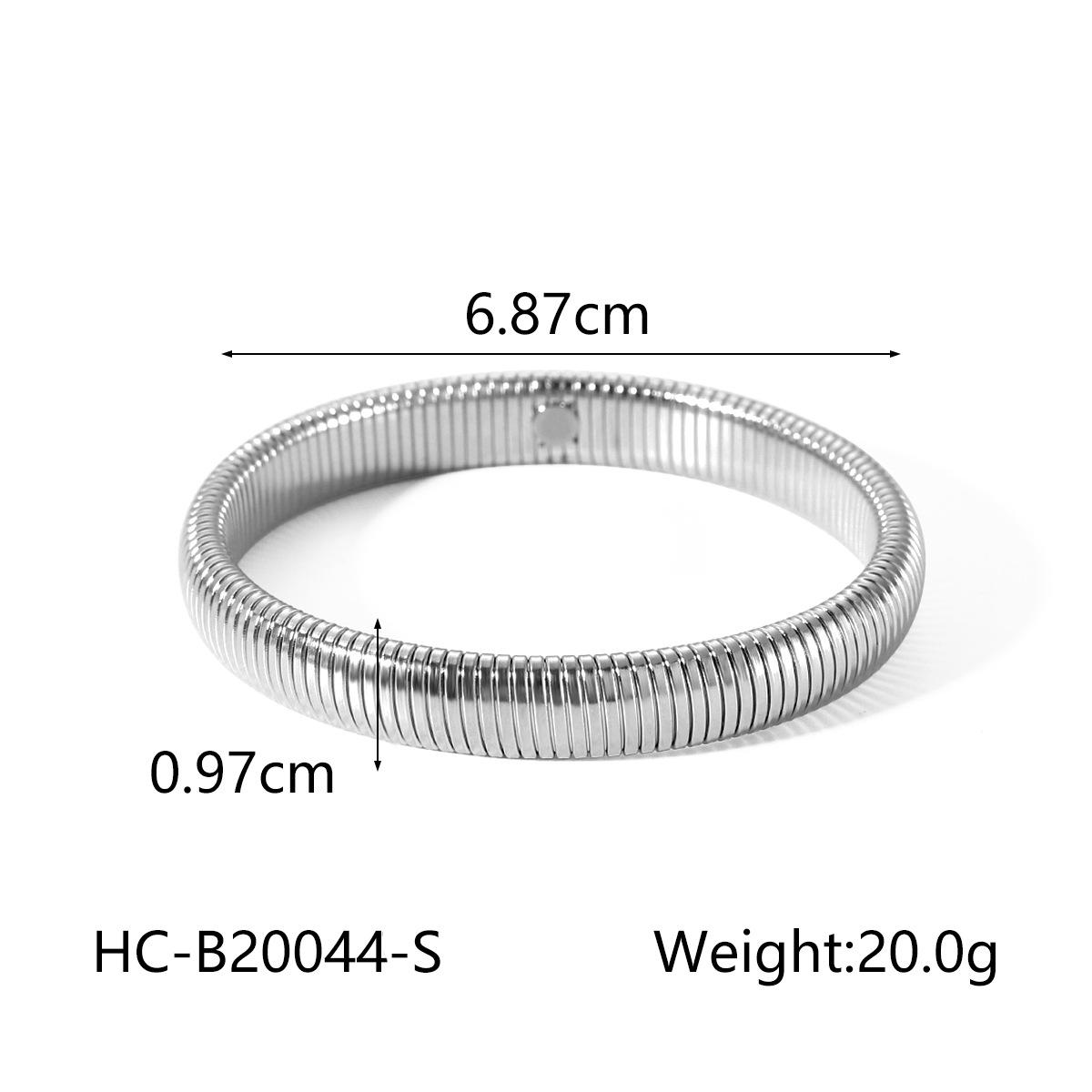 

Premium elegant titanium steel single-layer elastic snake chain bangle, trendy style elastic wide bracelet
