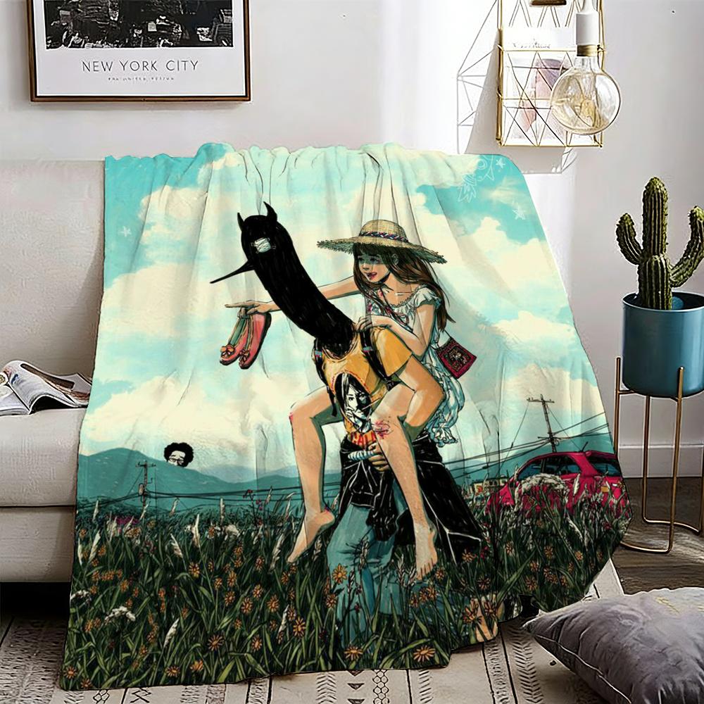 Goodnight Punpun Throw Lightweight 240g Flannel Blanket Soft Skin-friendly for Summer Cooling 75X95CM