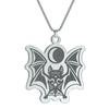 Kinitial Stainless Steel Runic Tribal Vampire Bat With Moon Men Necklace Punk Jewelry Pendant Necklace