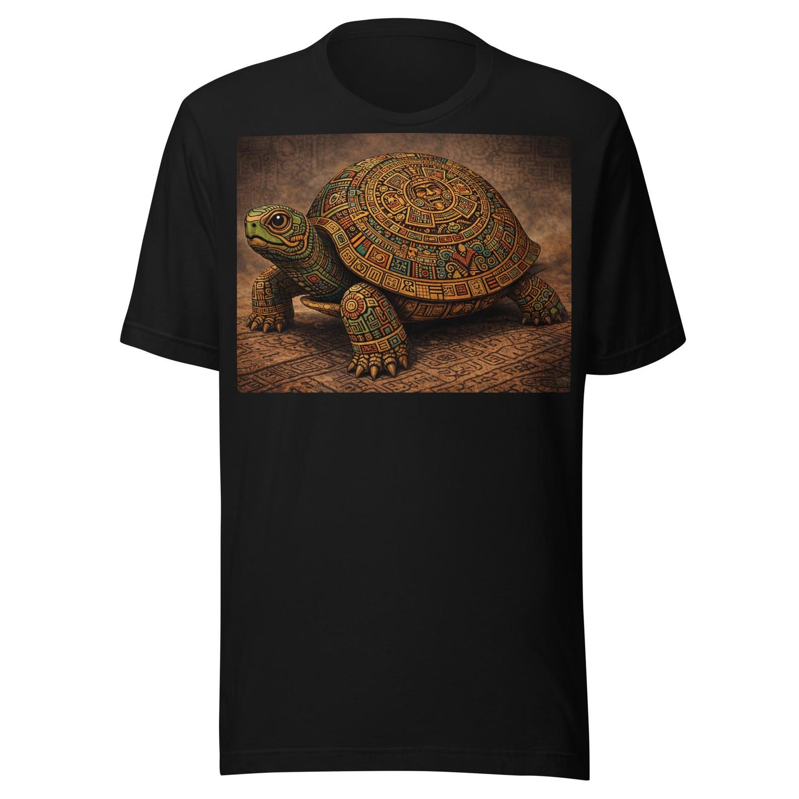Aztec Tortoise — Mexica Art with Pre-Hispanic Calendar Tribal Style Unisex t-shirt XL